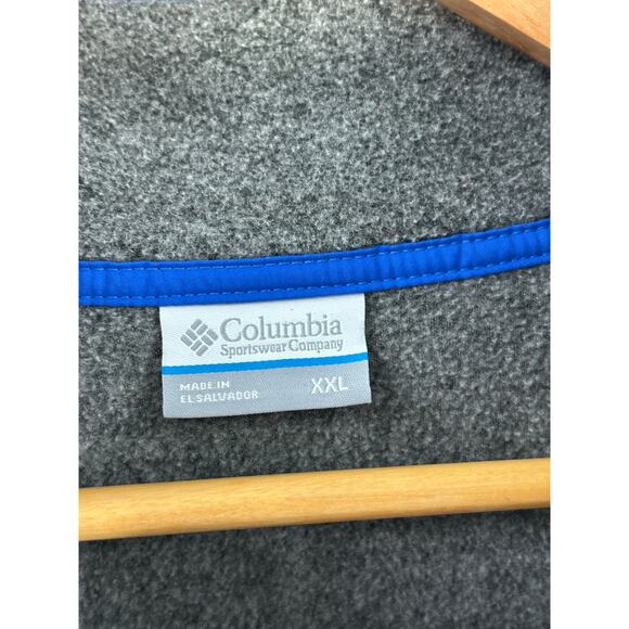 Columbia PFG Jacket 2XL Gray Fleece Full Zip Blue Trim Outdoor Fishing Mens - Picture 7 of 8